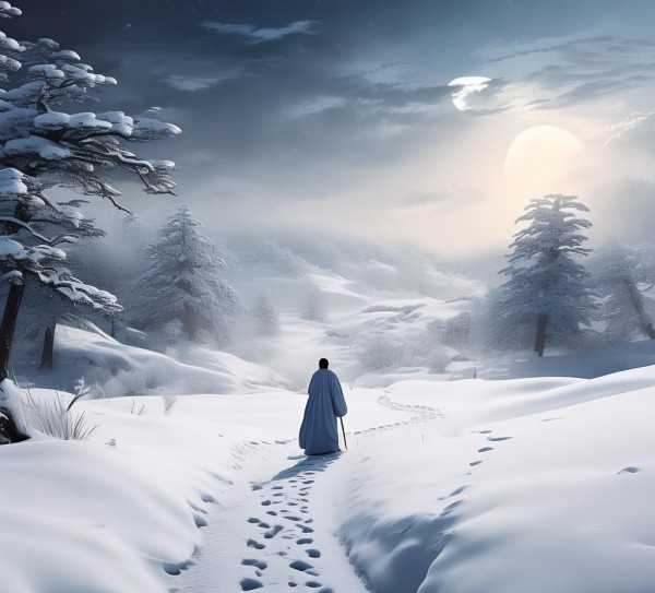 古韵雪景，诗词中的踏雪寻踪与意境之旅