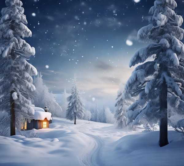 银装素裹，冬日诗意雪景画卷