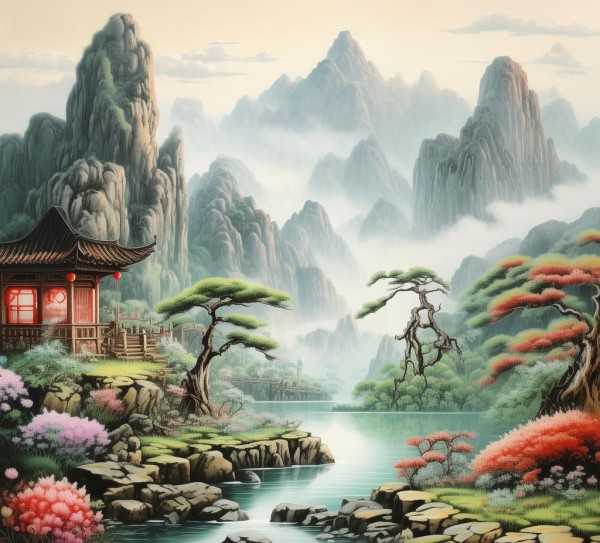 自然诗韵，山水画卷中的经典描绘句精选